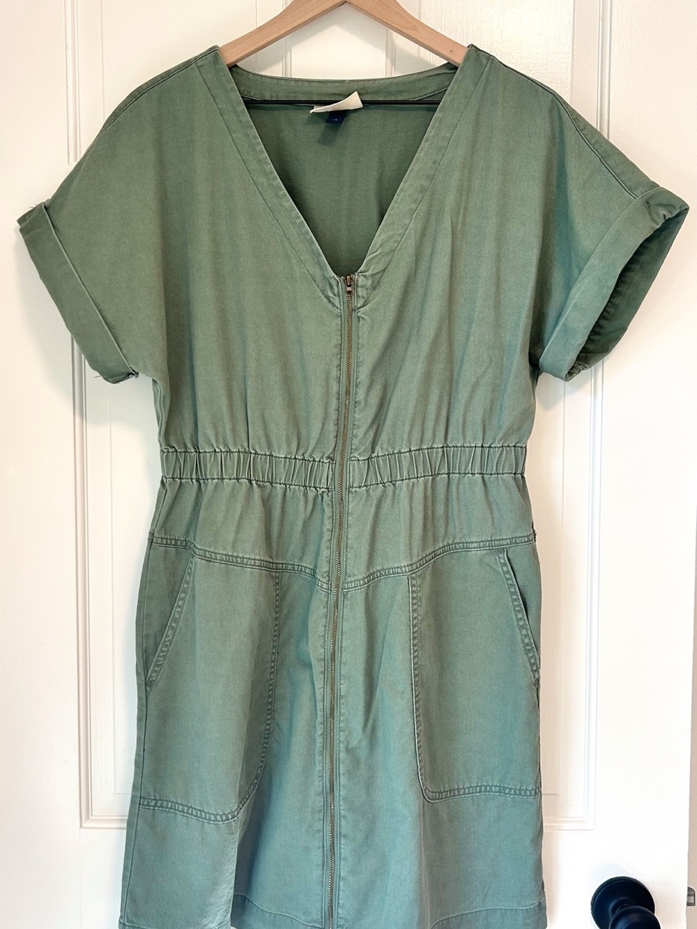 Universal Thread Olive Green Full Zip Front Utility Mini Dress - Size Medium - Picture 4 of 8
